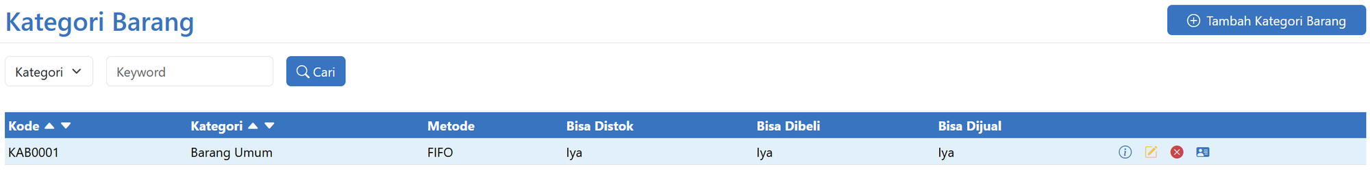 Daftar Kategori Barang
