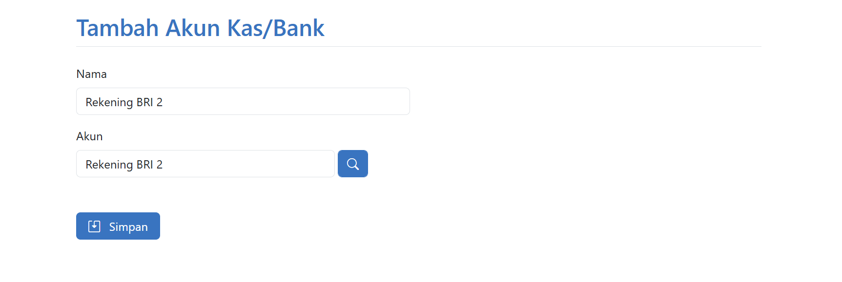 Tambah Akun Kas/Bank