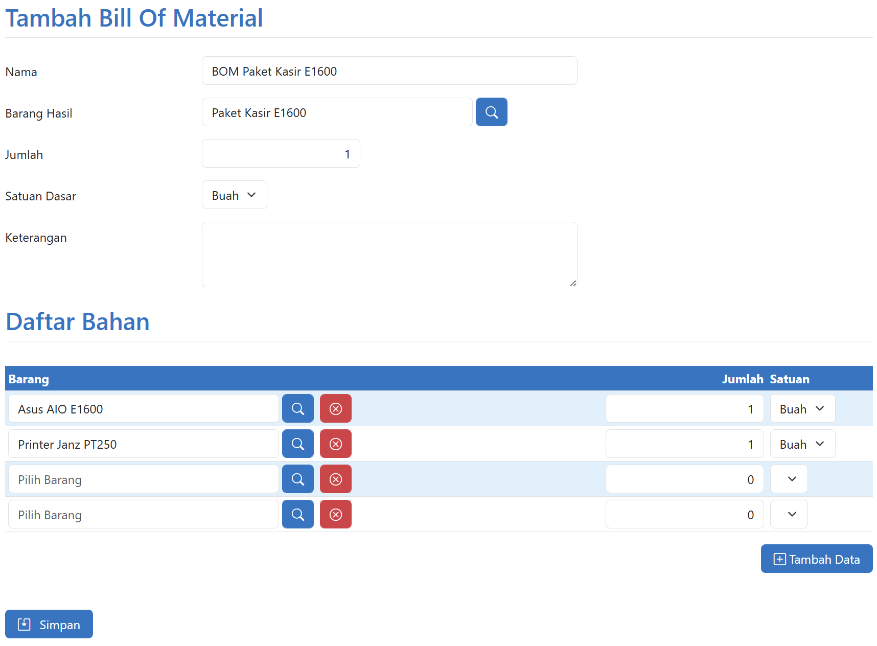 Tambah Bill of Material