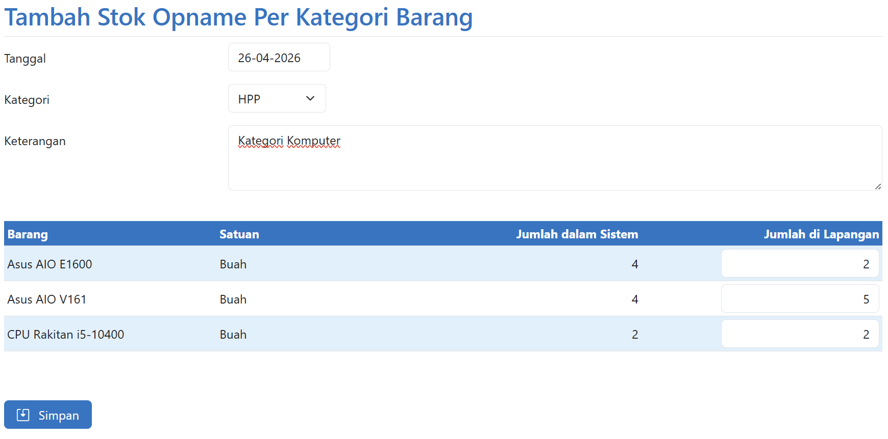 Tambah Stok Opname 2